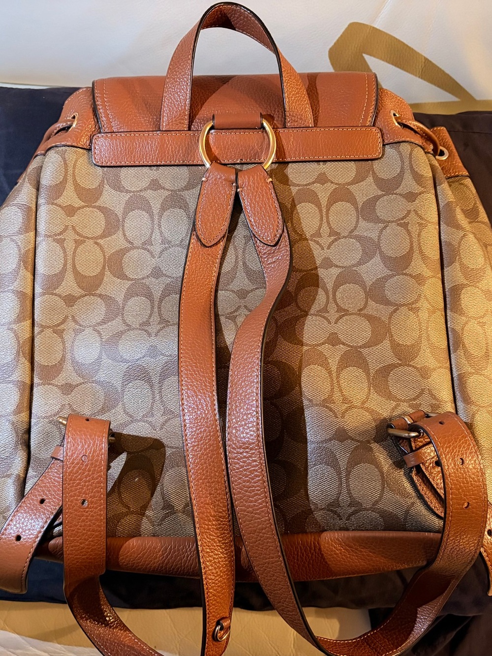 Coach Outlet Signature Canvas Drawstring Backpack in Brown/Tan, Gently Used. - Picture 2 of 7